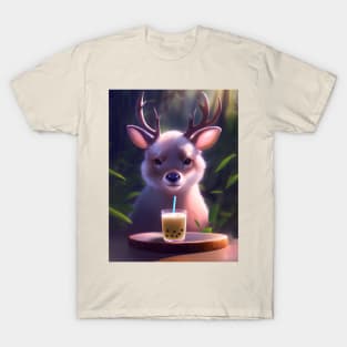 Baby Deer with boba bubble tea T-Shirt